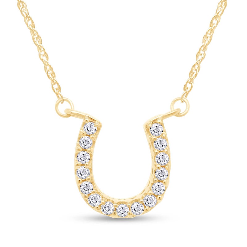 AFFY Horseshoe Pendant Necklace for Women Round Cut Sparkling White Cubic Zirconia Necklace in 14K Yellow Gold Plated 925 Sterling Silver with 18 Inch Rope Chain Jewelry Gift for Her - Image 1